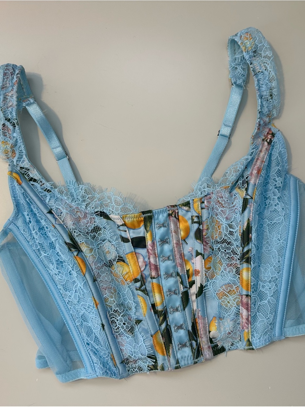 Victoria's Secret Light Blue Floral Lace Bustier